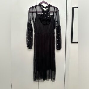 2 Piece Sheer Midi dress with pearls and slip